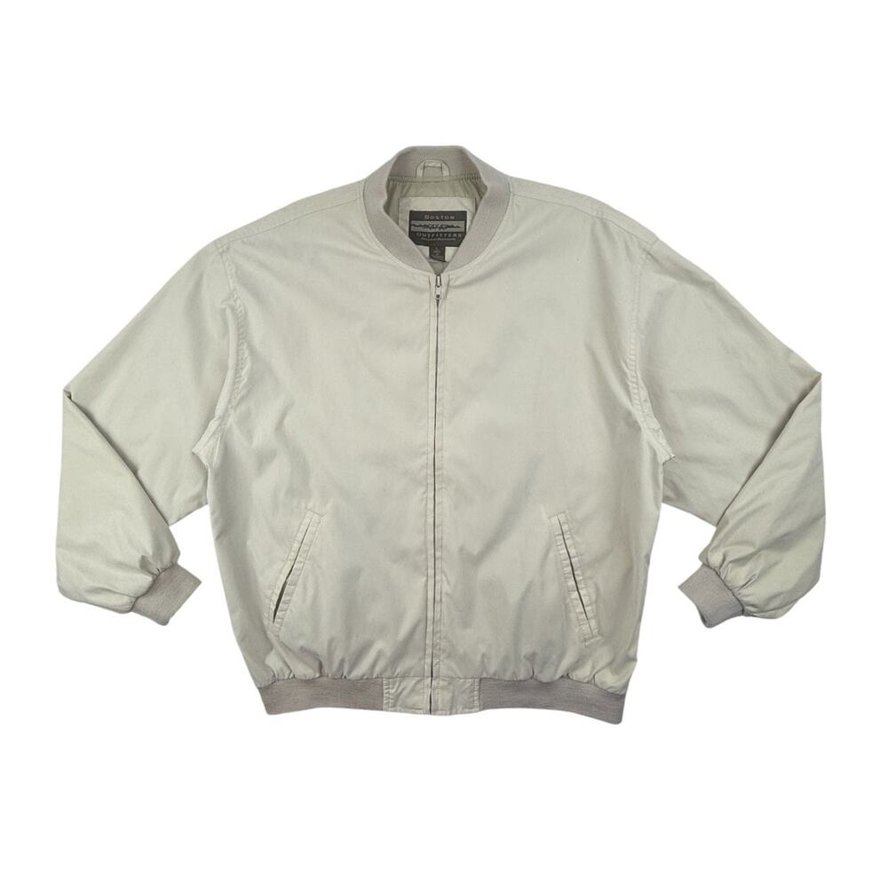 Vintage Boston Outfitters Bomber Jacket Mens XL Cream Lined Marblehead Mass